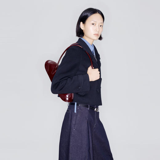 lost in echo2025早秋新款纯羊毛短箱型挖肩显瘦双面呢毛呢外套女 商品图3