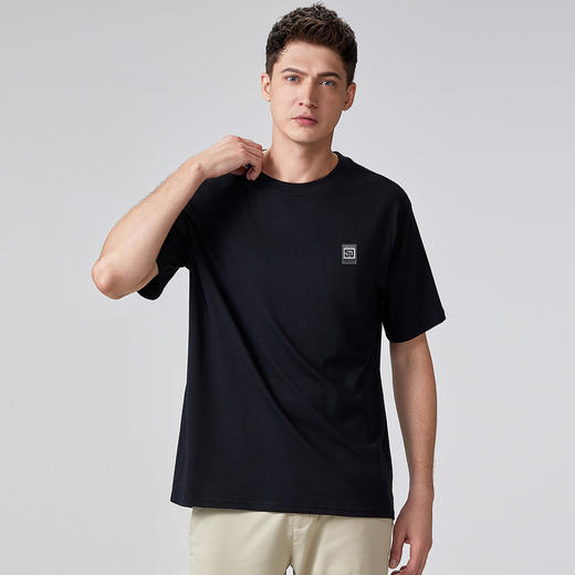 【100%棉】圣得西20245秋季新款中青年胸前logo印花圆领短袖T恤 商品图1