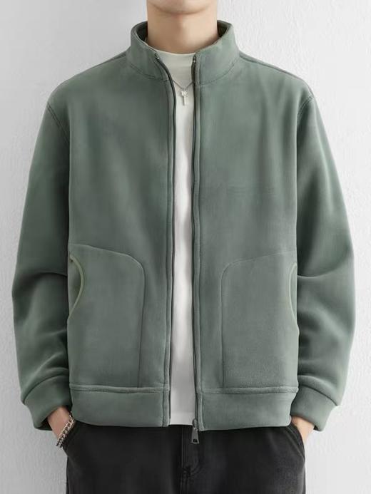 【孤品捡漏】G196男款绿色半高领抓绒衣-喜出 商品图0