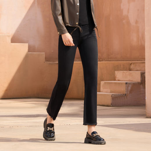 半身缘女裤 春季修身原黑灰牛仔裤261102M30120004 商品图1