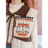 两三事雪国乐园2025秋新款趣味提花贴布绣拼色绑带翻领针织马甲女 商品缩略图3