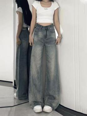 【孤品捡漏】G206秋款复古设计感做旧牛仔裤-喜出