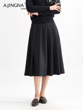 【立体压褶】阿菁娜知识分子风律动高腰通勤百褶半身裙F30Q213018