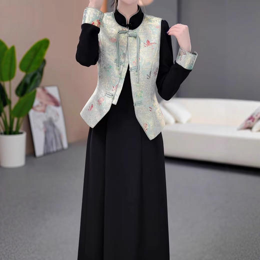 QYM 25A111AL新中式国风马甲套装两件套连衣裙 商品图0