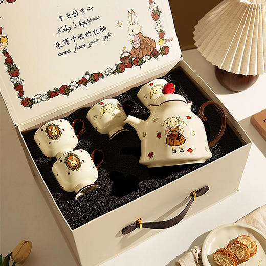 摩登主妇赫拉兔茶具套装泡茶壶茶水分离乔迁新居礼物陶瓷水壶茶杯 商品图3