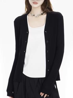 【孤品捡漏】（品质）G216黑色品质六粒扣修身开衫-喜出