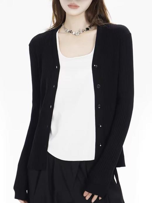 【孤品捡漏】（品质）G216黑色品质六粒扣修身开衫-喜出 商品图0