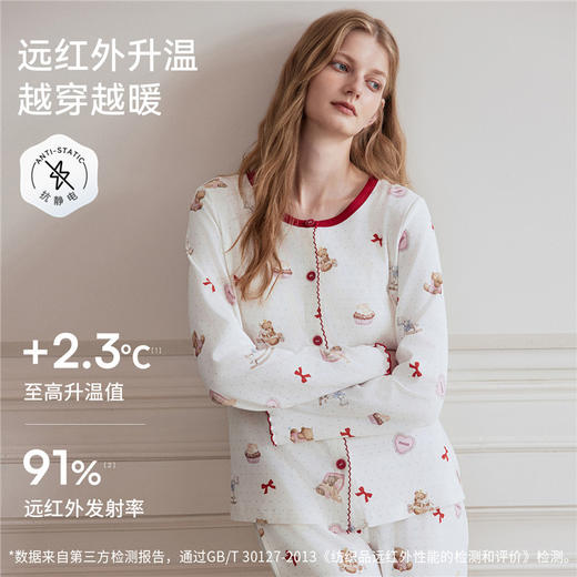 【家居服专场】嫚熙秋冬季双面火山小磨毛女士睡衣吊带纯棉可外穿家居服2025新款 商品图2