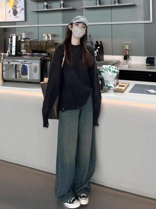 【孤品捡漏】G215黑色破洞针毛衣-喜出 商品图3