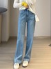 立体竖线软糯四面弹直筒牛仔裤养眼蓝窄版滞留裤 商品缩略图6