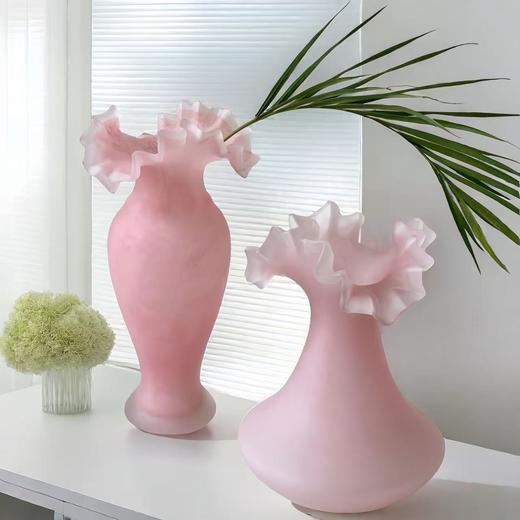 中古芬顿法式粉色玻璃花瓶摆件ins风 客餐厅花瓶插花高级感装饰品 商品图5