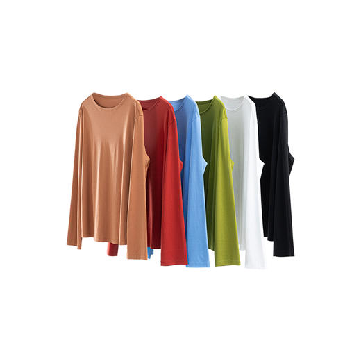 绽放591朵/超长长绒棉晶格工艺圆领正常肩长袖T恤女秋冬季打底衫 商品图4