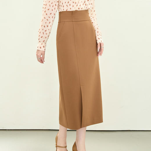 「自」全新升级【铂金会员174/天猫229/差价55】(10421)洛诗琳新款优雅开叉半身裙2025秋季高腰显瘦通勤包臀裙女 商品图2