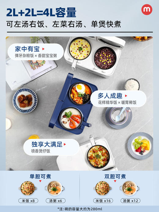 摩飞双胆电饭煲新款家用多功能小型饭锅压力双拼双用一体2一4人MR8501
 商品图2