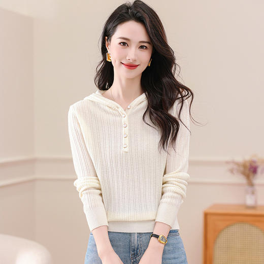 OSL 8513QY帽子衫羊毛修身针织衫毛衣 商品图1