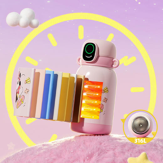 摩登主妇智能指纹解锁密码保温杯男女学生上学儿童专用吸管水杯子 商品图2