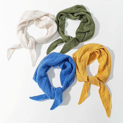 绽放女装KS157朵/镂空针织肌理感一片式高级感系脖三角巾百搭配饰 商品图4