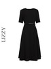 LIZZY 早秋优雅精致通勤赫本风短袖大摆连衣裙{配腰带}8009 商品缩略图5
