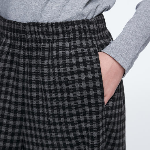 棉仓366618028-松弛感复古格子松紧腰弯刀裤 商品图3