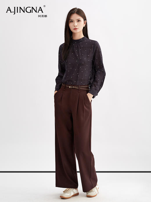 【休闲随性】阿菁娜都市浪漫波点印花小立领衬衫F30Q202008 商品图2