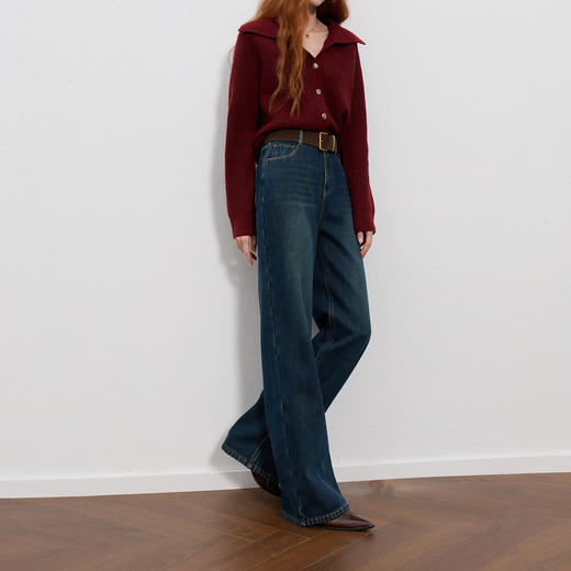 【奥利绒】三彩2025冬季新款牛仔裤休闲直筒裤宽松长裤简约Z 商品图1