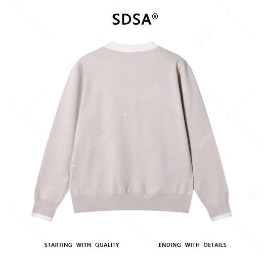 25FK071SDSA男士秋冬新款轻奢痞帅男装简约撞色圆领针织衫宽松百搭毛衣潮 商品图5