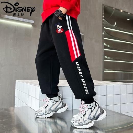 迪士尼男童加绒裤子冬季新款保暖儿童冬装运动裤中厚宽松一体绒潮 商品图0