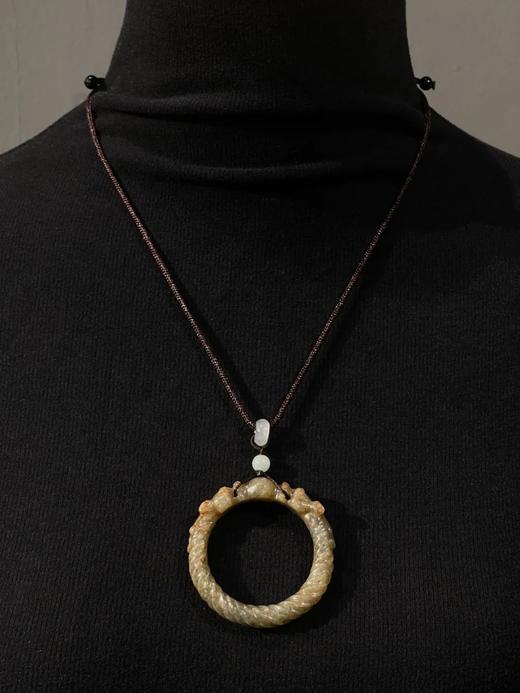 灰白玉雕双螭龙绞绳纹环，顺丰包邮 商品图13