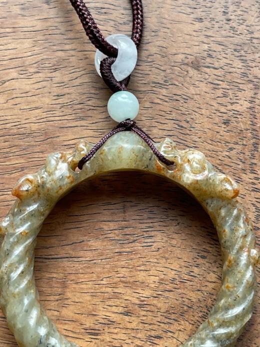 灰白玉雕双螭龙绞绳纹环，顺丰包邮 商品图6