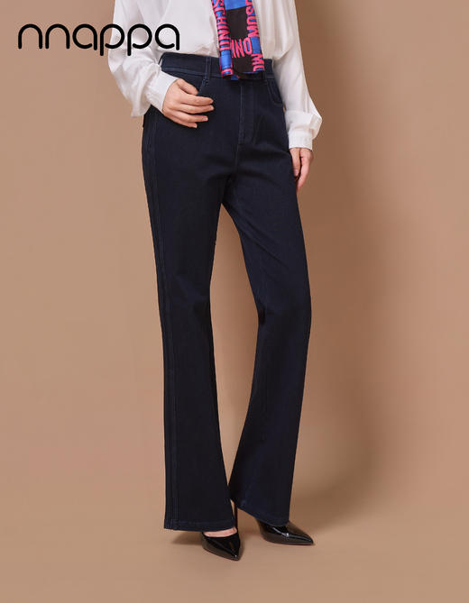 保暖丝斜纹牛仔外穿时尚拉边微喇裤PA29393 商品图1