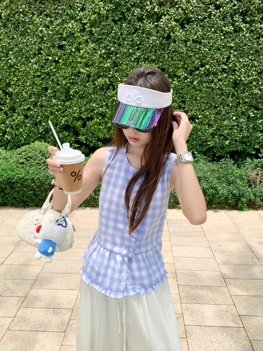 【129元任选2件】现货！蓝色格子无袖衬衫 商品图9