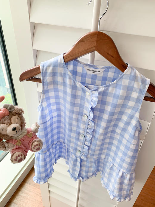 【129元任选2件】现货！蓝色格子无袖衬衫 商品图10
