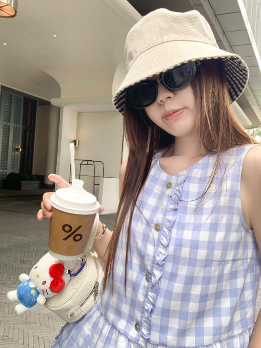 【129元任选2件】现货！蓝色格子无袖衬衫 商品图12