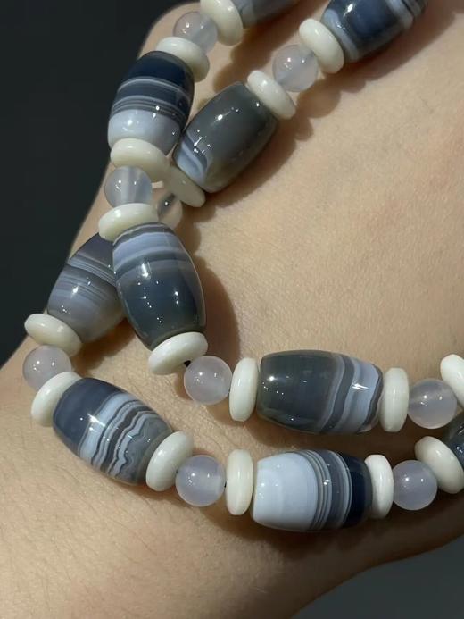 灰白缠丝玛瑙橄榄珠项链，顺丰包邮 商品图9