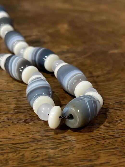 灰白缠丝玛瑙橄榄珠项链，顺丰包邮 商品图13