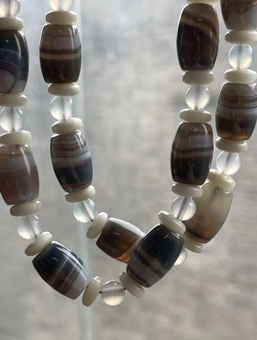 灰白缠丝玛瑙橄榄珠项链，顺丰包邮 商品图14