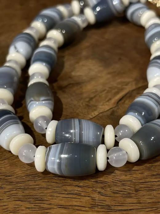 灰白缠丝玛瑙橄榄珠项链，顺丰包邮 商品图11