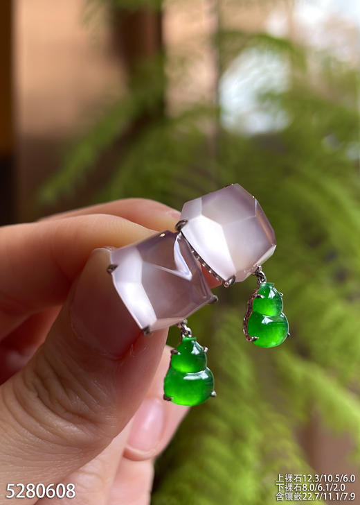 玻璃种粉紫罗兰随形耳坠【5280608】具体价格微信咨询 商品图8