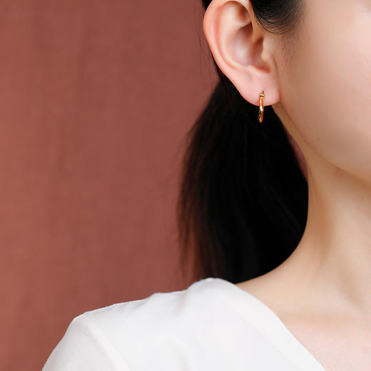 S925纯银镀金莫比乌斯，简约时尚中古风复古耳环CW-EJ00677 商品图3