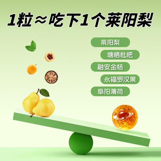 【Q弹清润，1粒等于1个莱阳梨】慢严舒柠无蔗糖益生菌爆浆梨膏软糖80g/包 商品图1