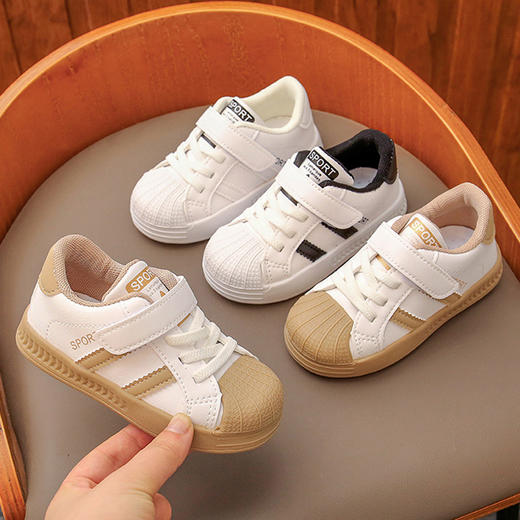 【轻盈鞋身！轻便灵巧】0-3岁儿童板鞋婴儿鞋子软底学步鞋魔术贴平底防滑女童鞋男童鞋潮。ra 商品图0