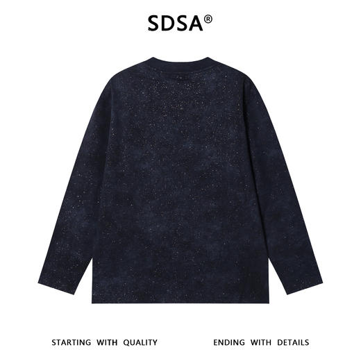 T4794秋季高级感新款男士潮牌满天星撞色拼接设计长袖T恤痞帅圆领上衣 商品图5