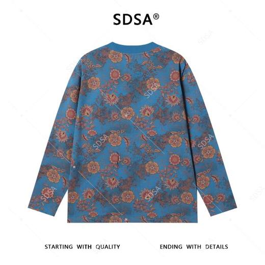 T4751SDSA男士秋冬新款痞帅男装轻奢撞色植物花卉长袖T恤百搭复古上衣 商品图5