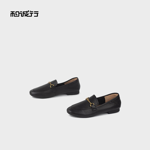 和诚行2025秋季新款时尚圆头金属扣舒适平底乐福鞋0810272 商品图3