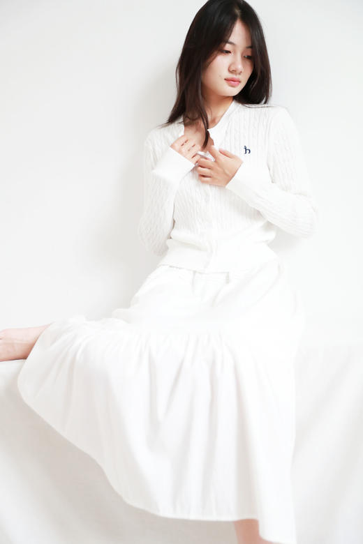 高尔夫绞花开衫，麻花针织毛衣。单排字母纽扣文艺针织衫C083060 商品图12