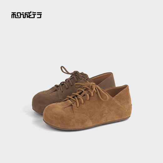 和诚行2025秋季新款时尚百搭圆头平底系带女式休闲鞋1930107 商品图2