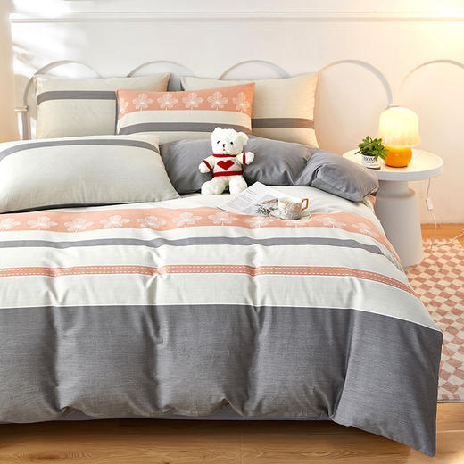 红蜻蜓 时尚全棉四件套-优雅生活 HQT-1028DZ 200*230cm 商品图1