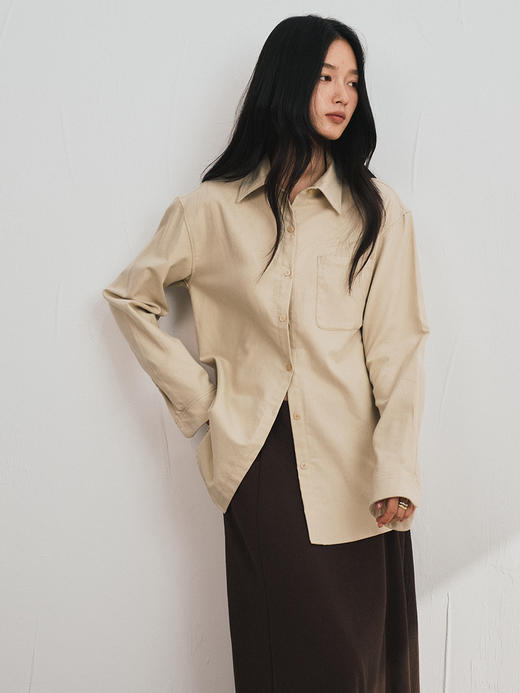 【秋冬新款全棉衬衫女士】慵懒感纯色长袖衬衣柔软亲肤高级感百搭上衣 商品图1