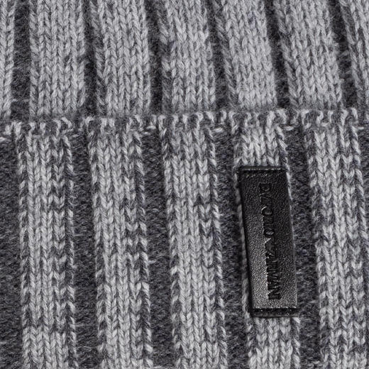 EMPORIO ARMANI 阿玛尼 男士徽标贴片羊毛针织帽 灰色 EM003748 AF19897 M8120 商品图2