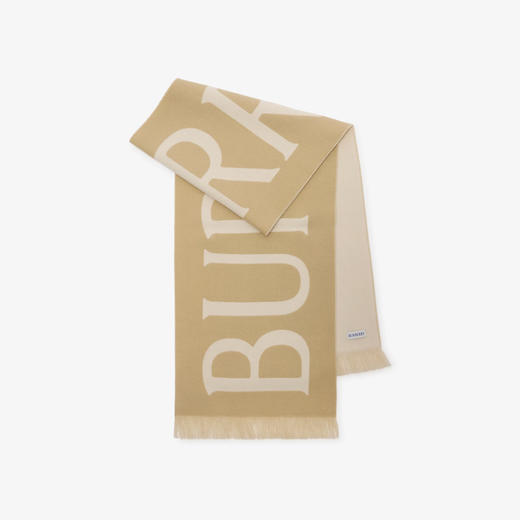 BURBERRY 巴宝莉 男女通用 B 盾牌徽标羊毛围巾 驼色 8109562 A2021 商品图0